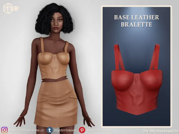 Alpha Matching base leather bralette in 8 colors - The Sims 4 Custom Content