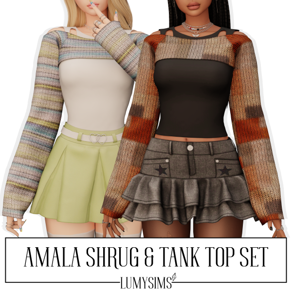 Alpha AMALA SHRUG AND TANK TOP by simsfinds - The Sims 4 Custom Content