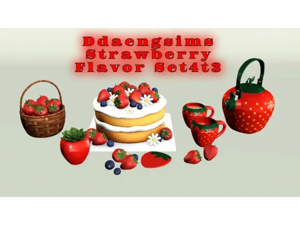 SUGARSSIMS DDAENGSIMS STRAWBERRY FLAVOR SET 3T4 - The Sims 3 Custom Content