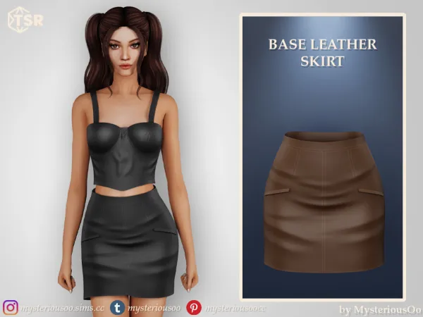 Alpha Matching base leather skirt in 8 colors by simsfinds - The Sims 4 Custom Content