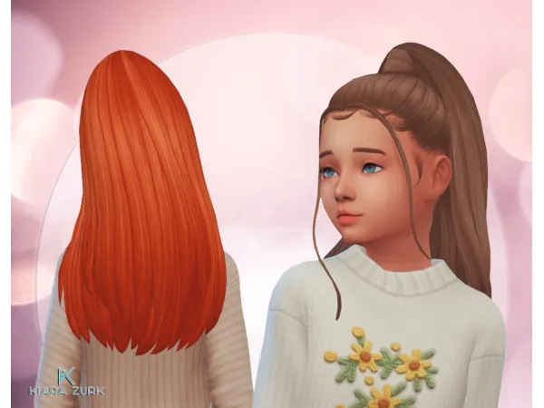 Maxis Match Penny Ponytail for Girls by Kiara Zurk - The Sims 4 Custom Content