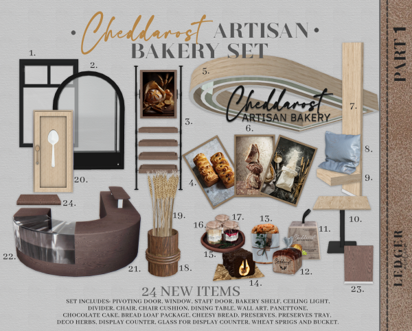 Alpha Cheddarost Artisan Bakery Part 1 (WorkroomAtelier Tier) by ledger_atelier - The Sims 4 Custom Content
