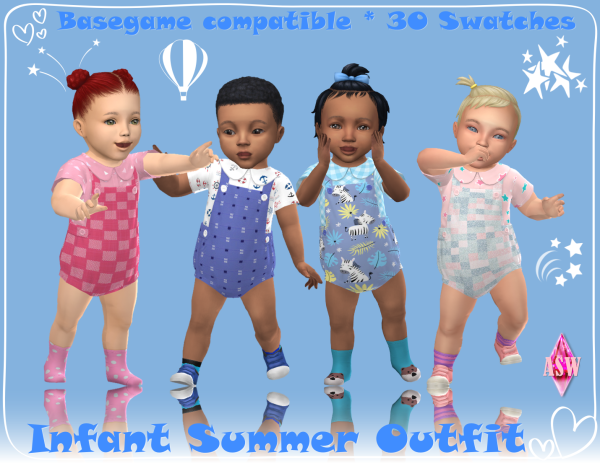 Maxis Match Infant Summer Outfit by simsfinds - The Sims 4 Custom Content