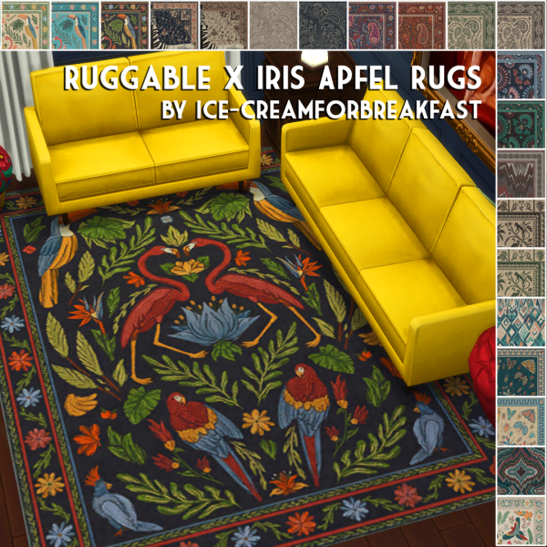 Mix Iris Apfel x Ruggable Rugs creamforbreakfast by simsfinds - The Sims 4 Custom Content