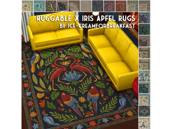 Mix Iris Apfel x Ruggable Rugs creamforbreakfast by ice - The Sims 4 Custom Content