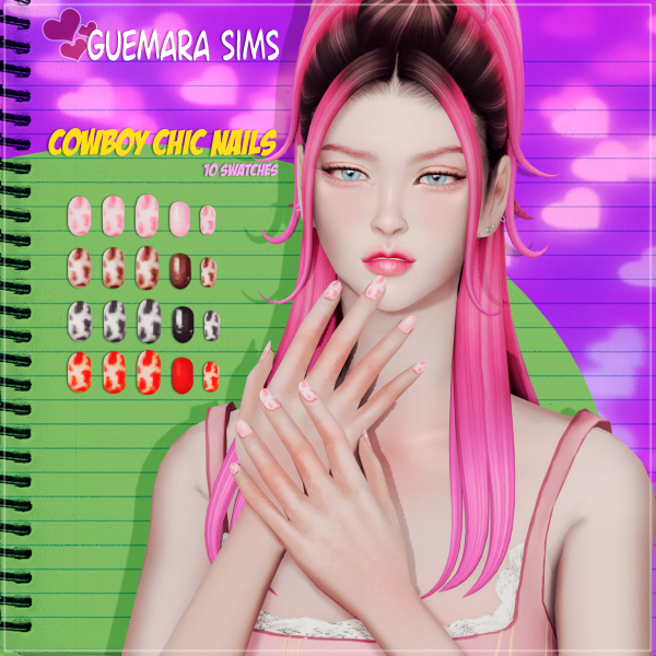 Alpha Cowboy chic nails (Public now) by simsfinds - The Sims 4 Custom Content