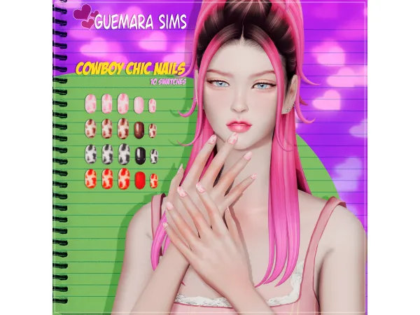 Alpha Cowboy chic nails (Public now) by Guemara - The Sims 4 Custom Content