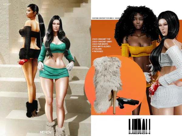 Alpha MERCH coco set is out now by bergdorfsims - The Sims 4 Custom Content