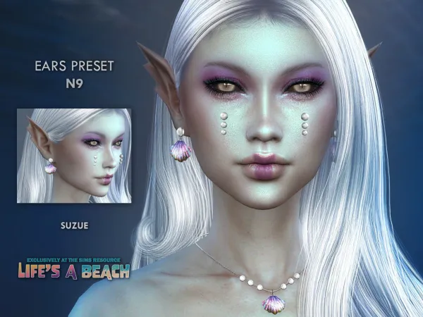 Alpha Life's a Beach Ear Preset N9 - The Sims 4 Custom Content