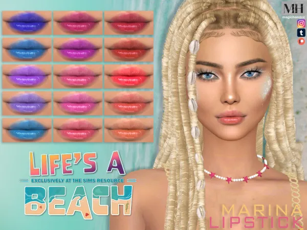 Alpha Lifes a Beach Marina Lipstick N169 - The Sims 4 Custom Content