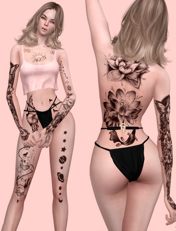 Mix Tattoos Body full( MagicalTótem LegTattoos Love by simsfinds - The Sims 4 Custom Content