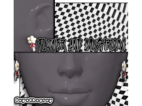 Maxis Match flower mushroom earrings by FayetheGray - The Sims 4 Custom Content