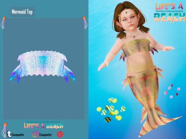 Alpha Toddler mermaids by simsfinds - The Sims 4 Custom Content