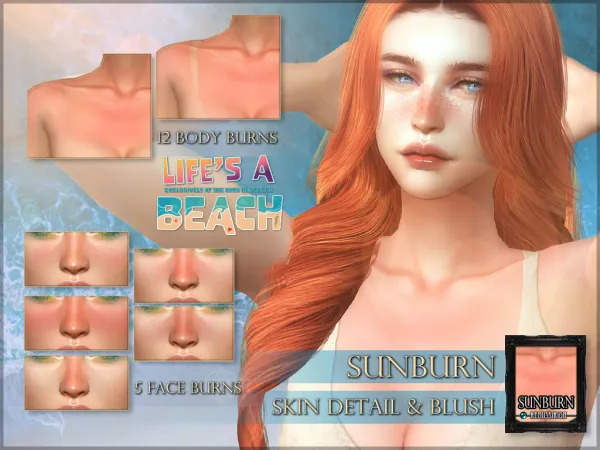 Alpha Sunburn detail set - The Sims 4 Custom Content