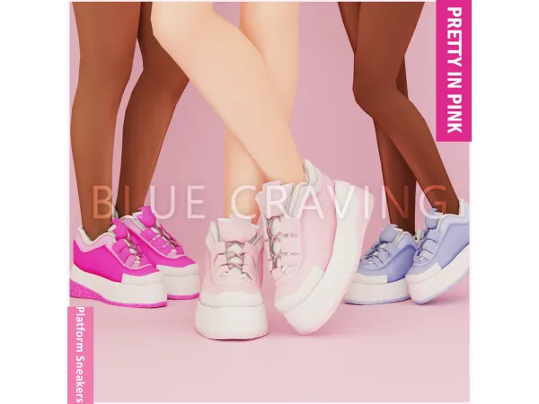 Maxis Match Blue Craving Platform Sneakers - The Sims 4 Custom Content
