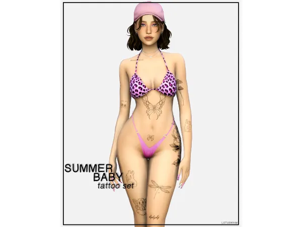 Mix summer baby tattoo set by lotuswhim - The Sims 4 Custom Content