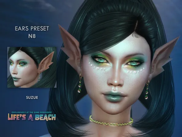 Alpha Life's a Beach Ear Preset N8 - The Sims 4 Custom Content