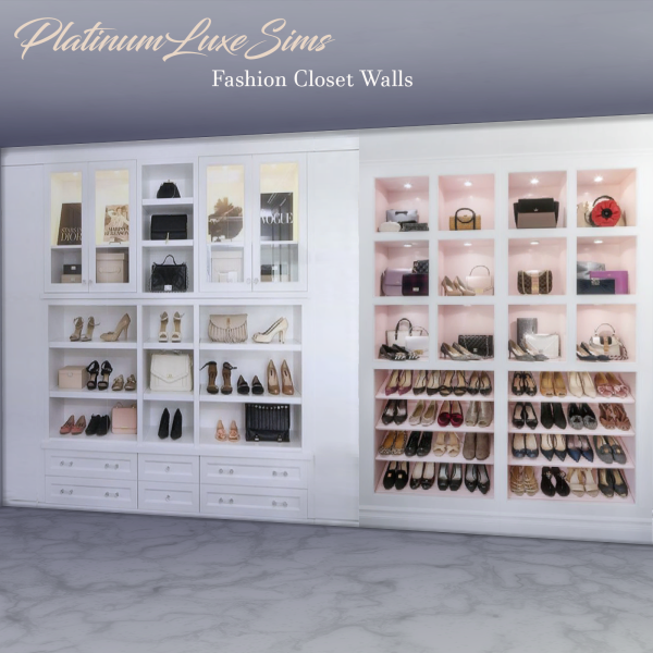 Alpha Fashion Closet Walls by simsfinds - The Sims 4 Custom Content