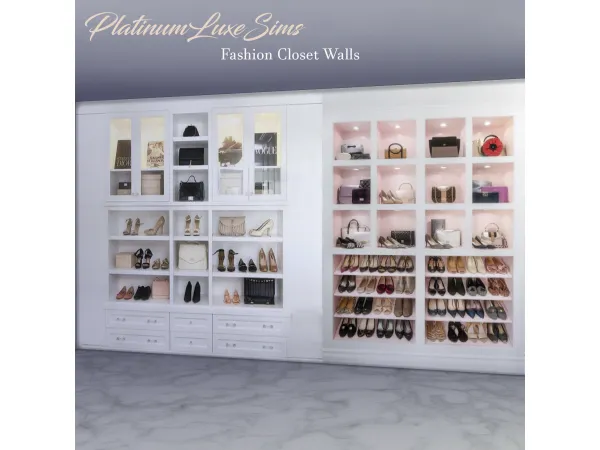 Alpha Fashion Closet Walls by PlatinumLuxeSims - The Sims 4 Custom Content