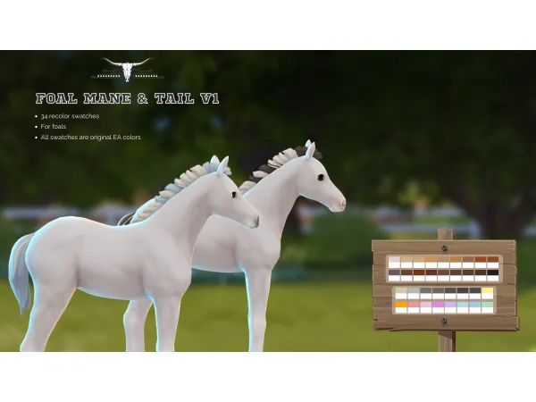 Maxis Match Foal Mane Tail V1 Recolor (All EA colors) by Buckaroo Ranch - The Sims 4 Custom Content
