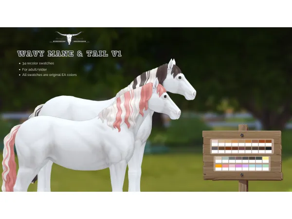 Maxis Match Wavy Mane Tail V1 Recolor (All EA colors) by Buckaroo Ranch - The Sims 4 Custom Content