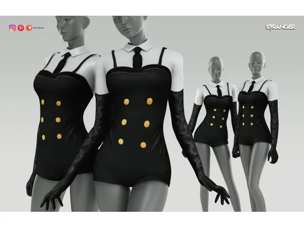 Alpha Sunmi Tail Bodysuit by Stranger Creations - The Sims 4 Custom Content