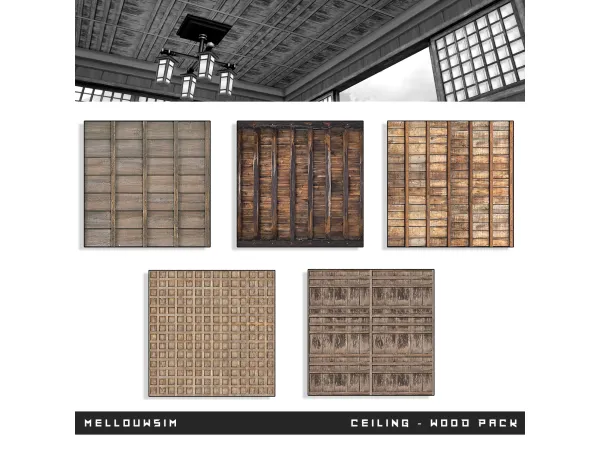 Alpha Ceiling Wood Pack by MELLOUWSIM - The Sims 4 Custom Content