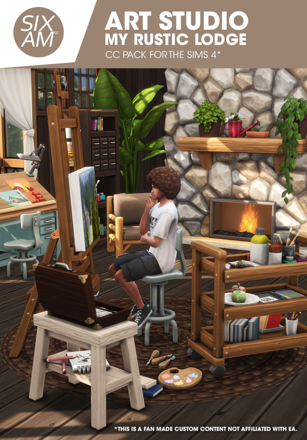 Maxis Match Art Studio My Rustic Lodge ( Pack for ) by simsfinds - The Sims 4 Custom Content