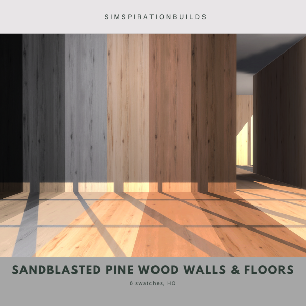 Alpha Sandblasted Pine Wood Walls Floors by simsfinds - The Sims 4 Custom Content