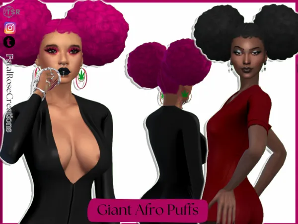Maxis Match Giant Afro Puffs by fatalrosecreations - The Sims 4 Custom Content