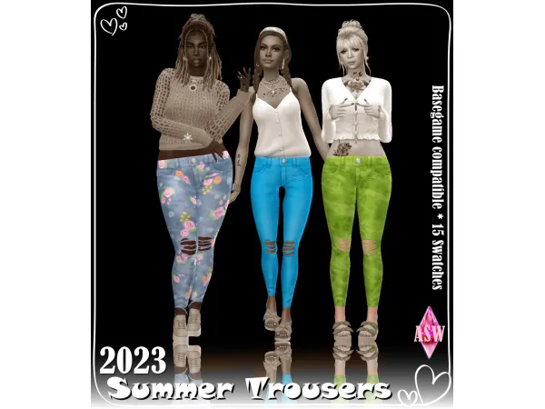 Maxis Match Summer Trousers 2023 by Annett's Sims 4 Welt ASW - The Sims 4 Custom Content