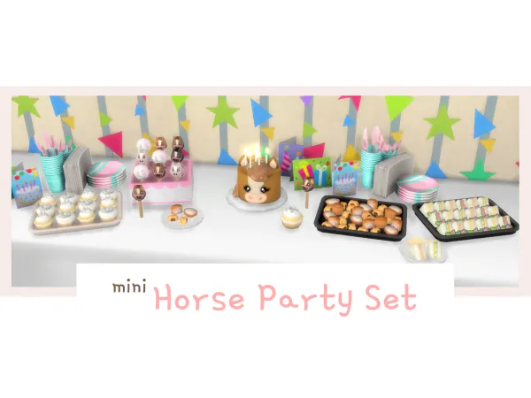 Maxis Match Horse Party Set by Littlbowbub - The Sims 4 Custom Content
