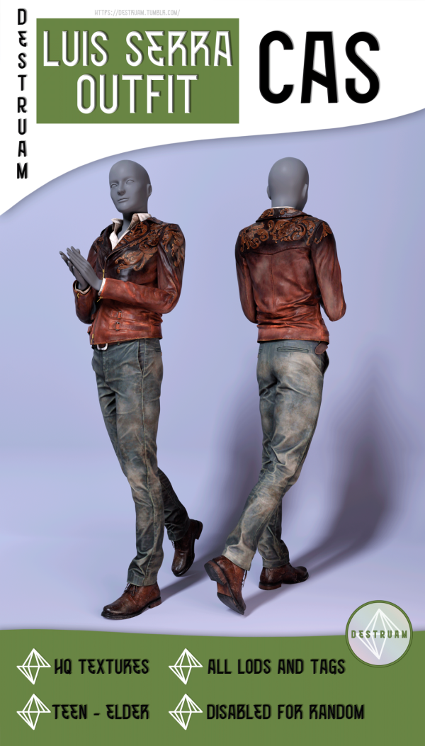 Alpha Luis Serra outfit by simsfinds - The Sims 4 Custom Content
