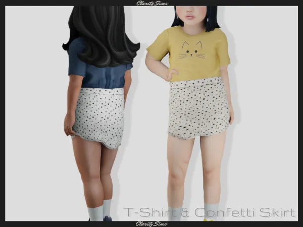 Alpha T Shirt Confetti Skirt Toddler - The Sims 4 Custom Content