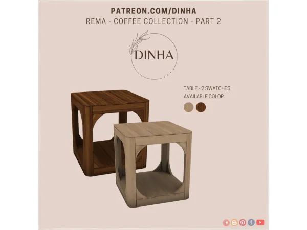 Alpha Rema Coffee Collection Table - The Sims 4 Custom Content