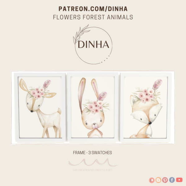 Alpha Flowers Forest Animals Frames Rugs by dinhagamer - The Sims 4 Custom Content