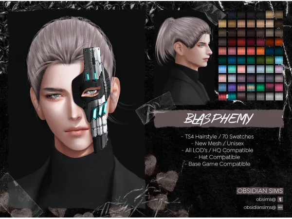 Alpha BLASPHEMY HAIRSTYLE New mesh by OBSIDIAN SIMS - The Sims 4 Custom Content