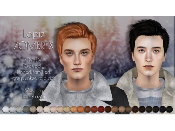 Six Lapizs male hair retextures - The Sims 2 Custom Content
