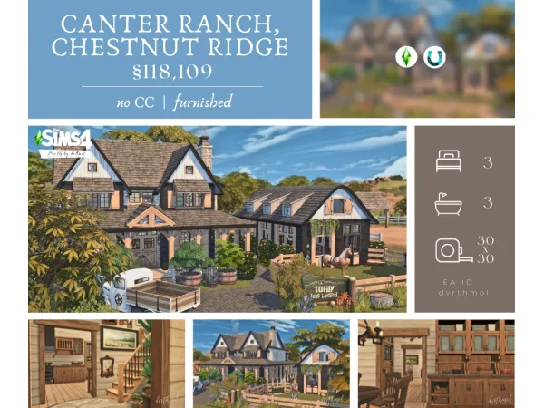 Maxis Match CANTER RANCH CHESTNUT RIDGE - The Sims 4 Custom Content