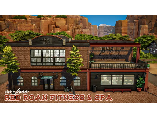 Maxis Match Red Roan Fitness Spa by GildedGhosts - The Sims 4 Custom Content