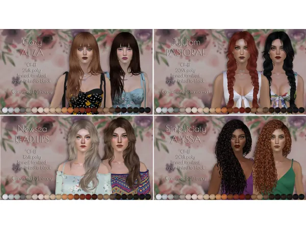 Ten random female hair retextures - The Sims 2 Custom Content