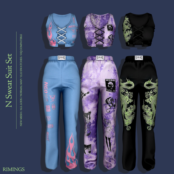 Alpha N Sweat Suit Set by simsfinds - The Sims 4 Custom Content