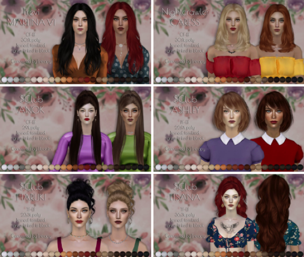 Ten random female hair retextures by simsfinds - The Sims 2 Custom Content
