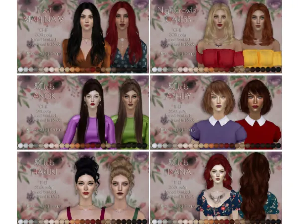 Ten random female hair retextures - The Sims 2 Custom Content