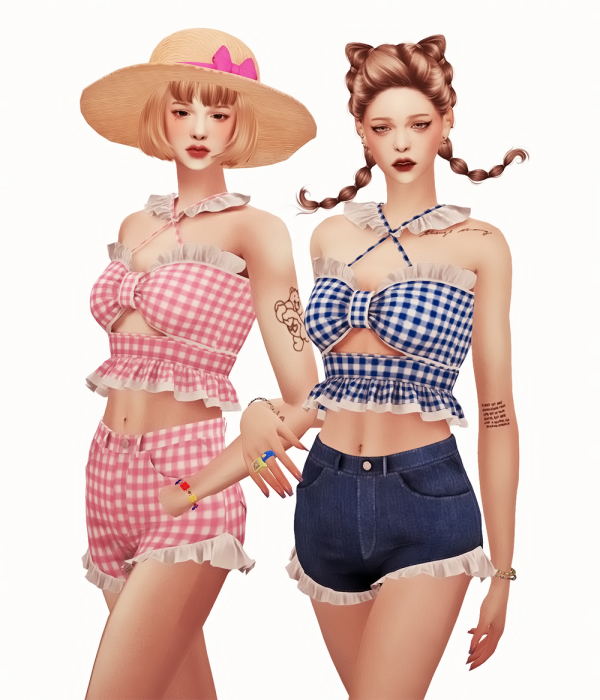Alpha Frill topfrill shorts by simsfinds - The Sims 4 Custom Content