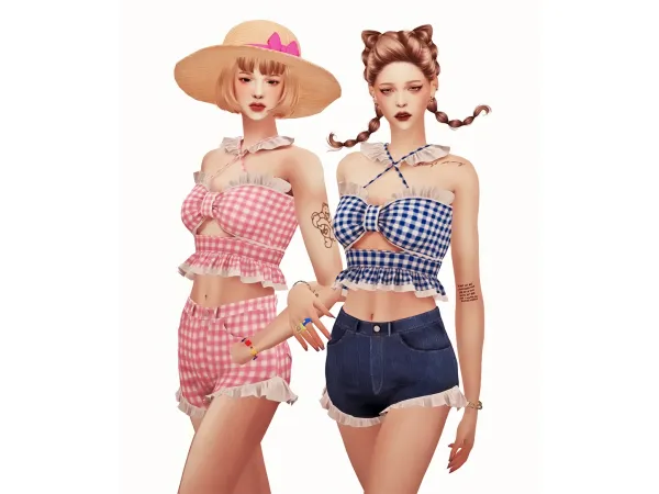 Alpha Frill topfrill shorts by NANA STUDIO - The Sims 4 Custom Content