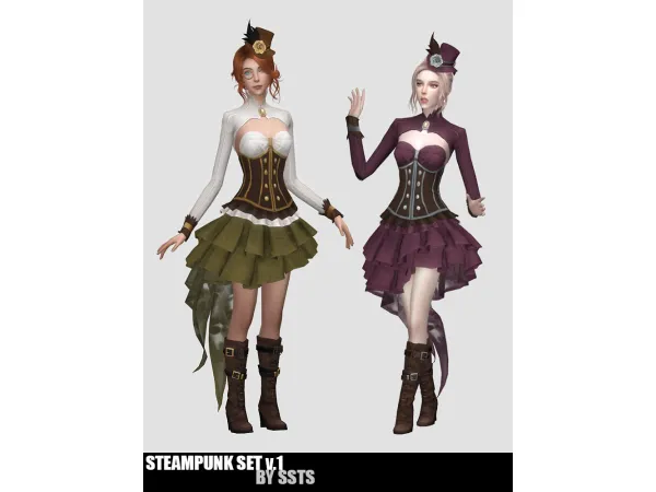 Mix STEAMPUNK SET v1 by SSTS - The Sims 4 Custom Content