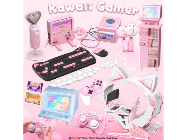 Kawaii Gamer freebies: Gamecube & Heart Mic 🌸🎮 by Hydrangea