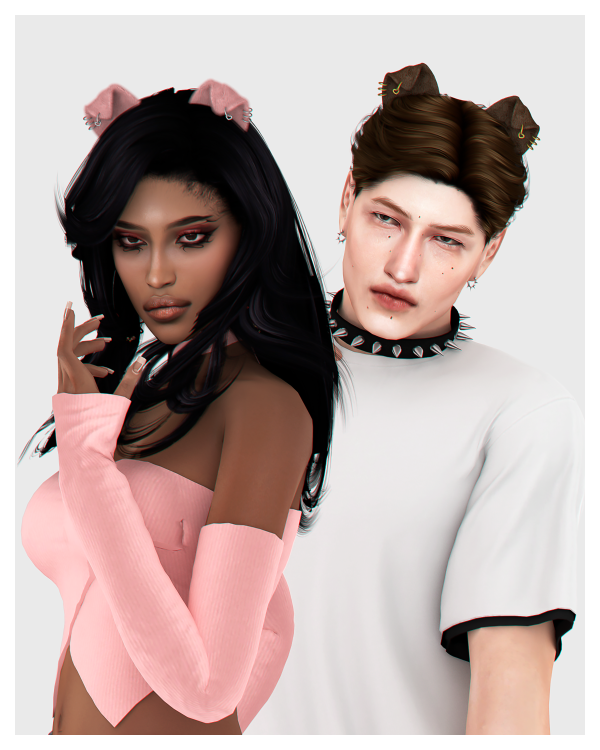 Alpha Fluffy Puppy Ears with Piercings by simsfinds - The Sims 4 Custom Content