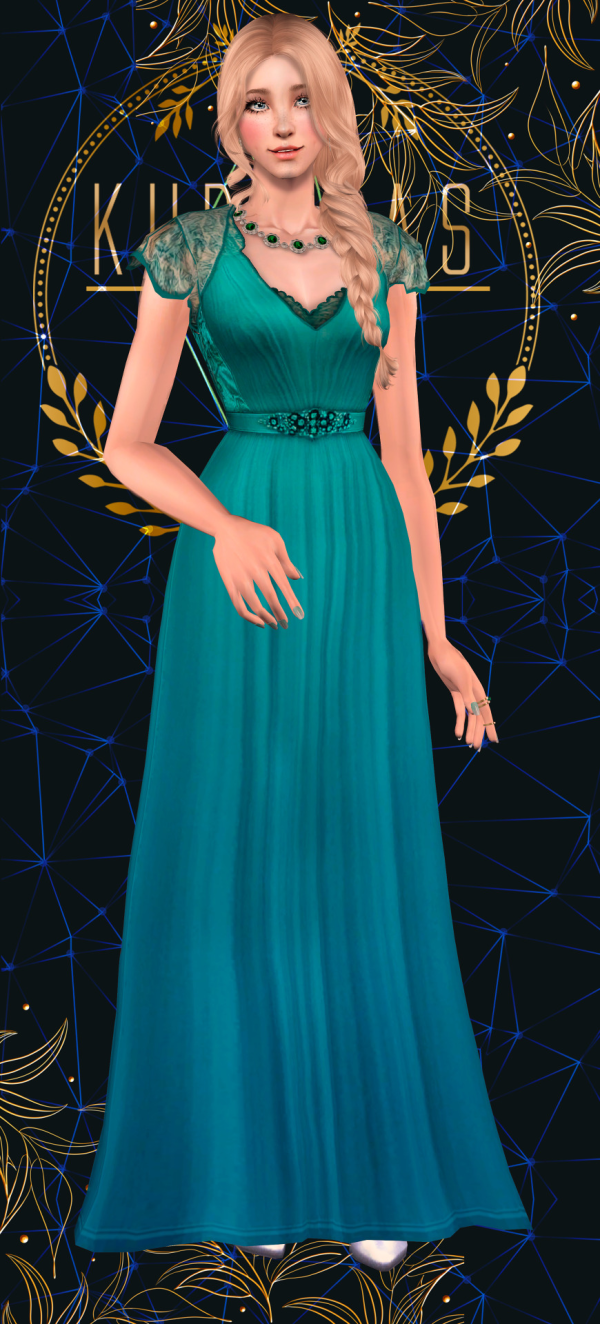 Kurimas4t2_AspenTealGown_RUSTY by simsfinds - The Sims 2 Custom Content